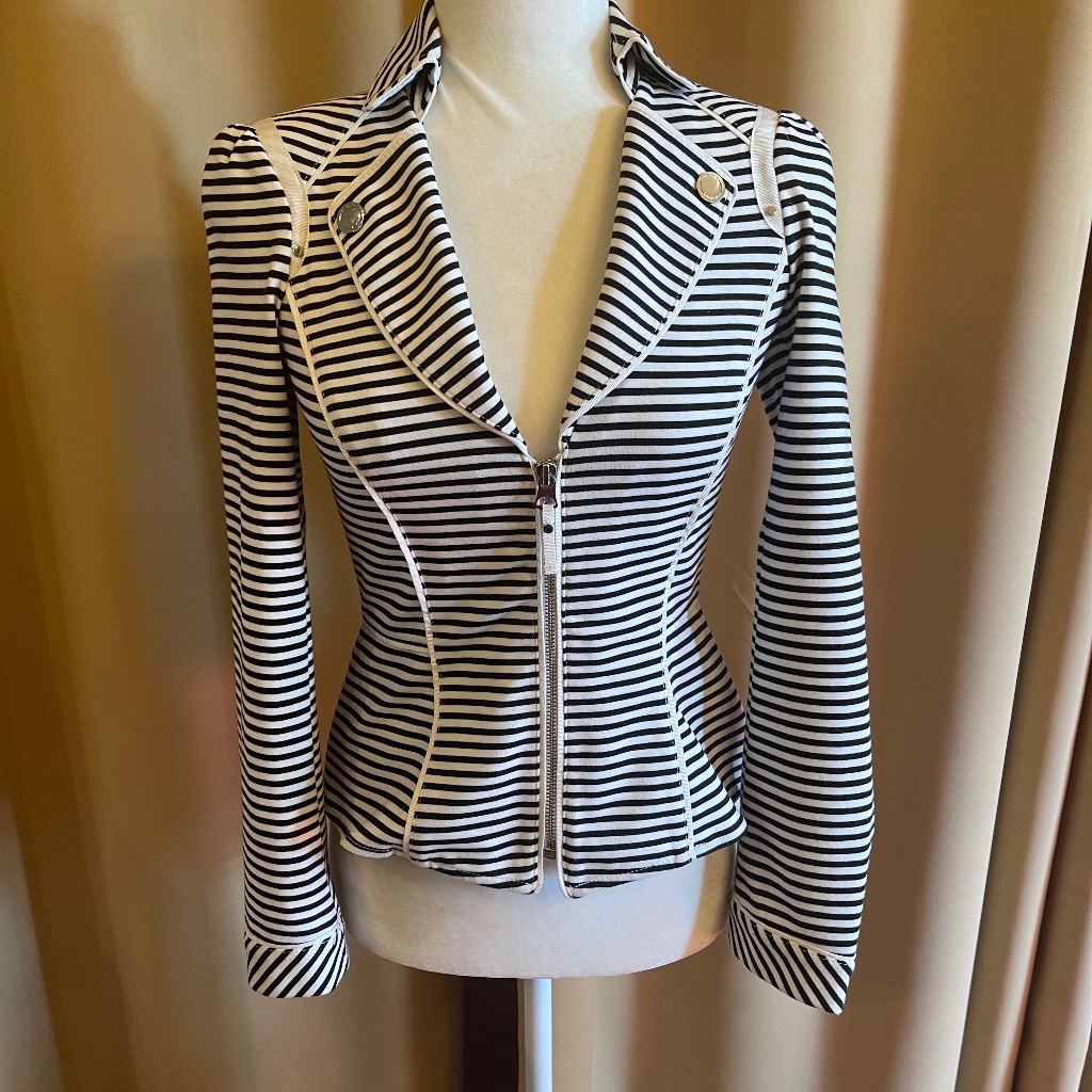 New White House Black Market Peplum Striped Jacket Size 00